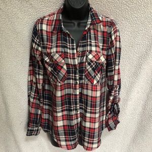 Charlotte Russe soft button down long sleeve plaid shirt